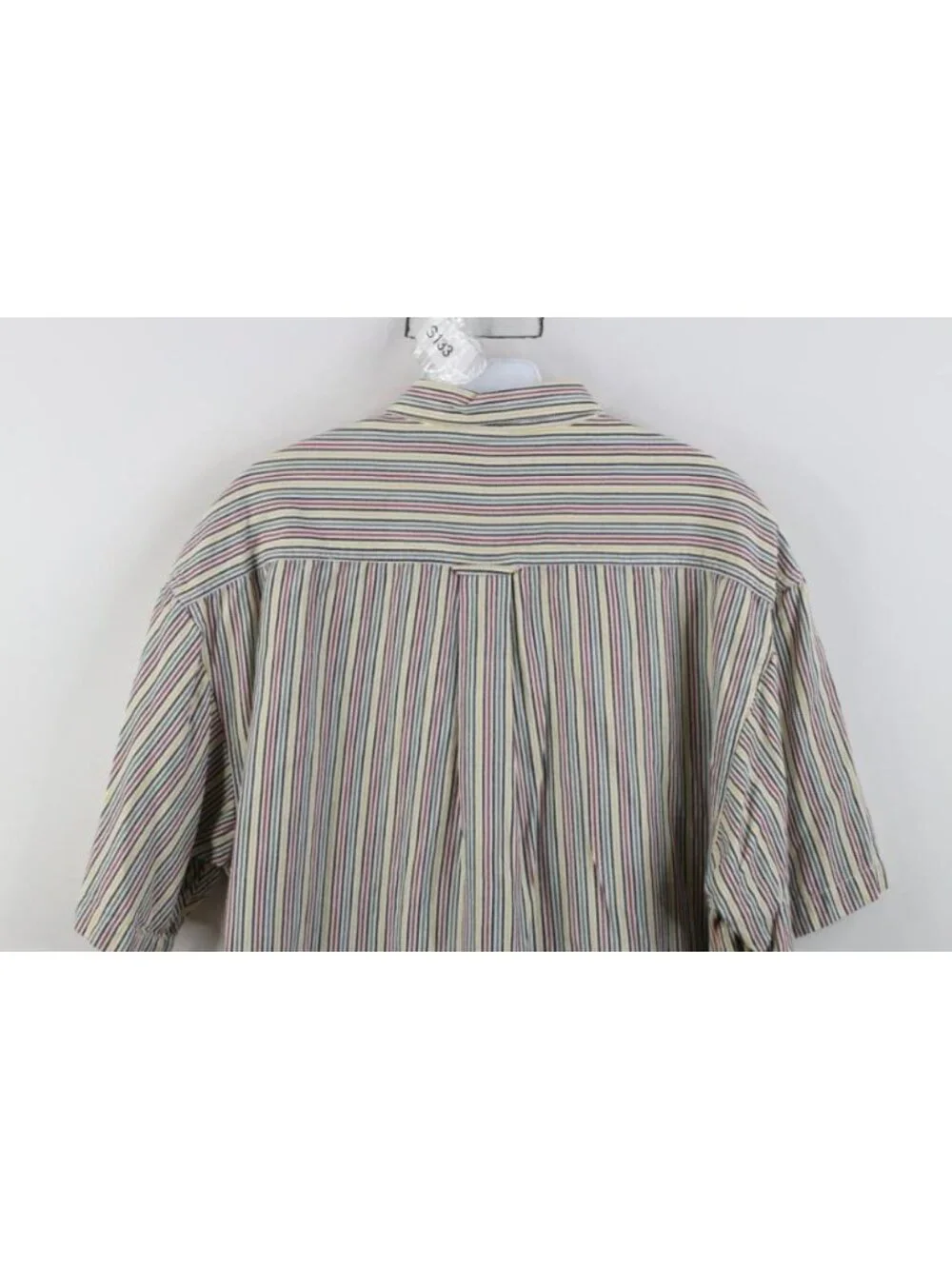 Vtg 90s Streetwear Mens Medium Rainbow Striped Short Sleeve Button Down Shirt